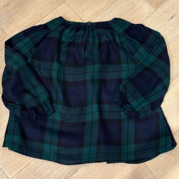 Old Navy Green Plaid Smock Top Soft Flannel Blouse Size 5T - Picture 2 of 6